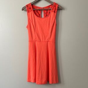 Edge Small Coral Sleeveless Dress with Lace NWOT